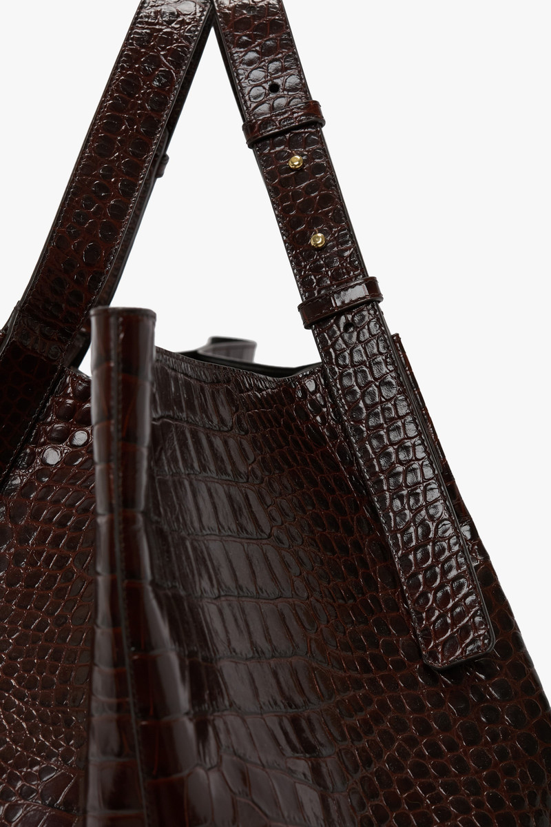 Victoria Beckham W11 Jumbo Tote In Dark Brown Croc Embossed Leather outlook