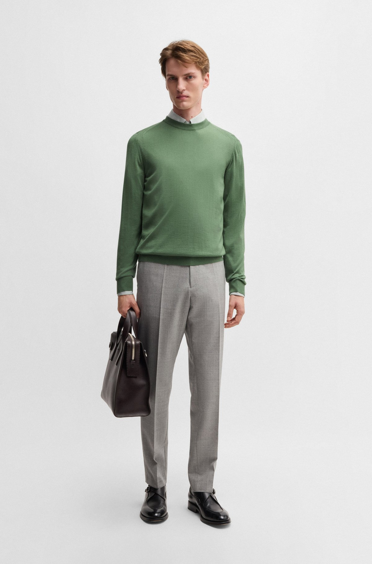 REGULAR-FIT SWEATER IN WOOL, SILK AND CASHMERE - 4