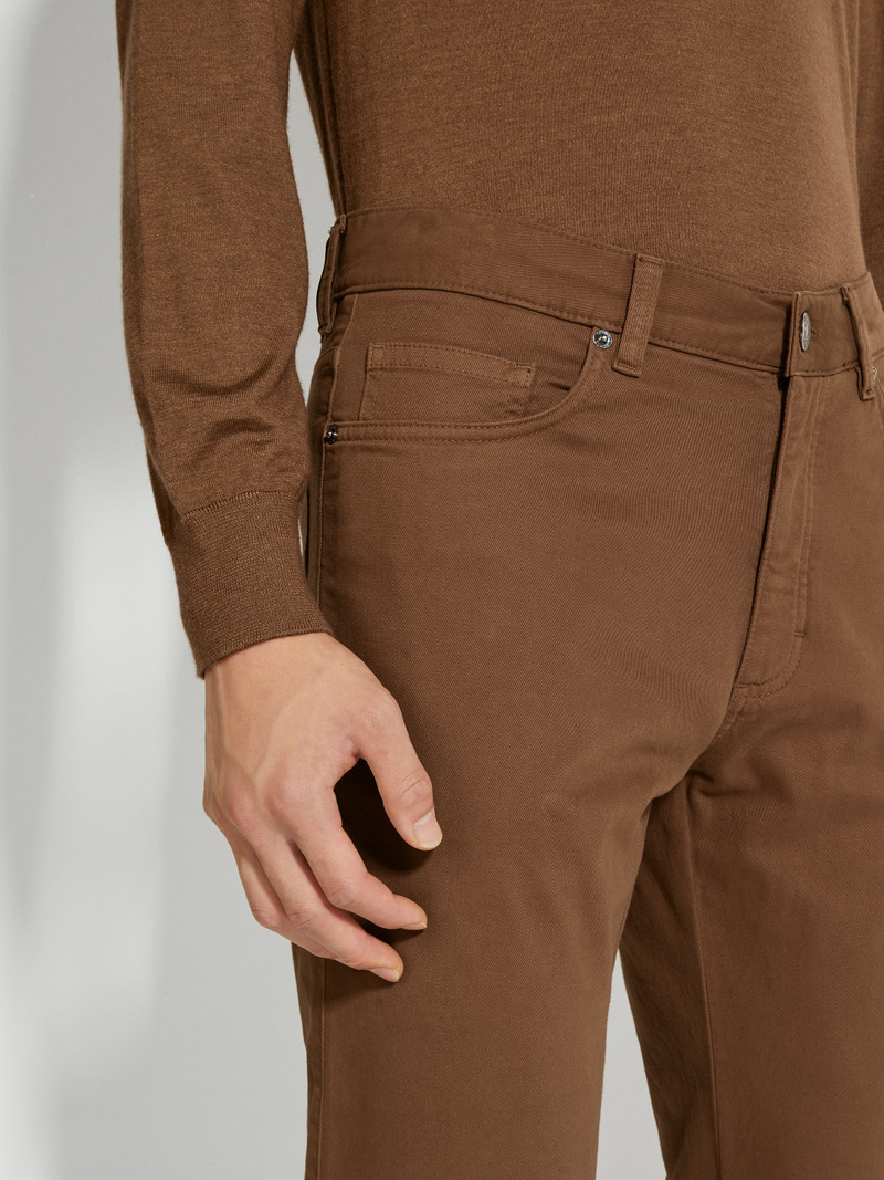 ZEGNA DARK FOLIAGE STRETCH COTTON ROCCIA JEANS outlook