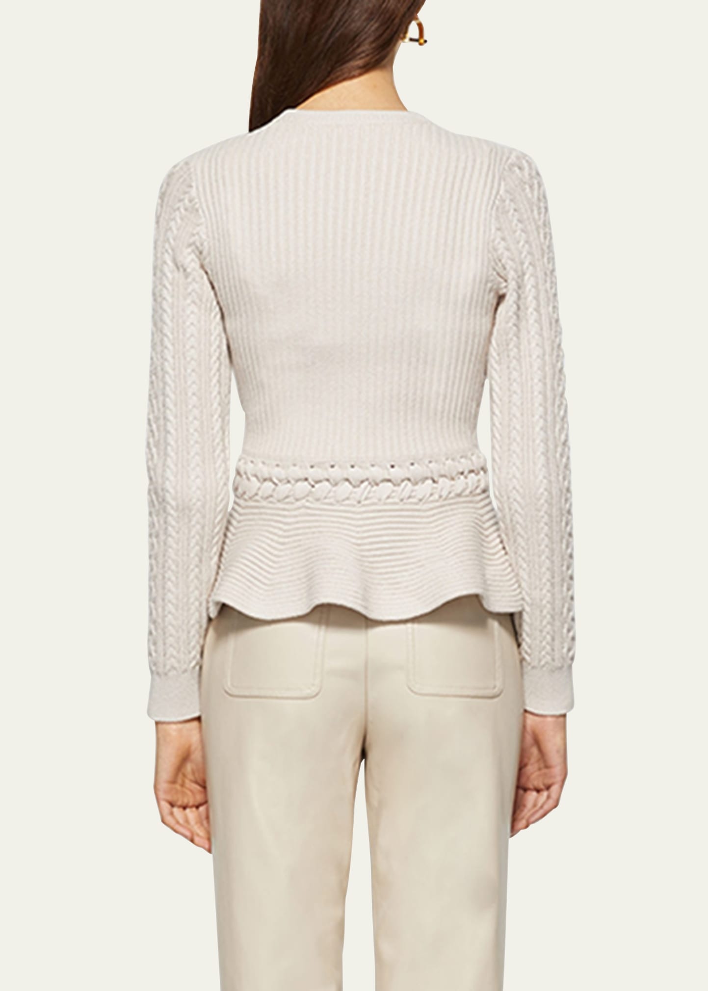 Andi Mixed-Knit Cotton Peplum Jacket - 3