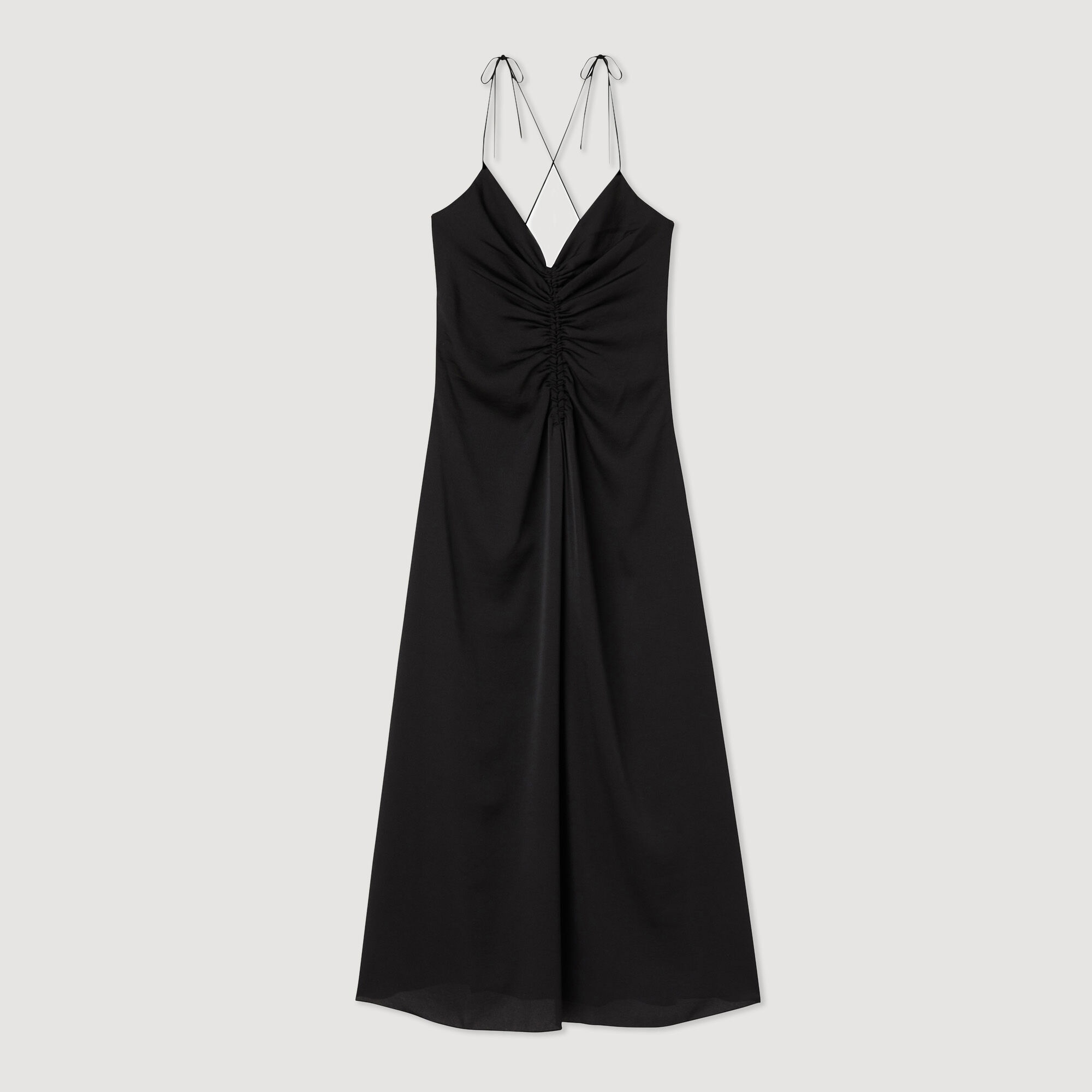 MIDI DRESS WITH NARROW STRAPS - 1