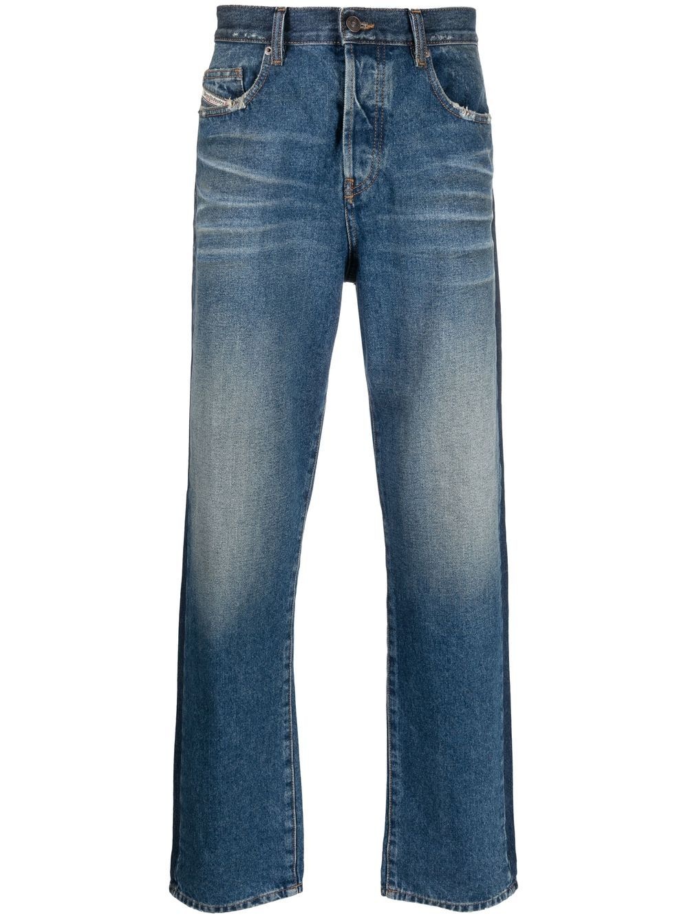 distressed straight-leg jeans - 1