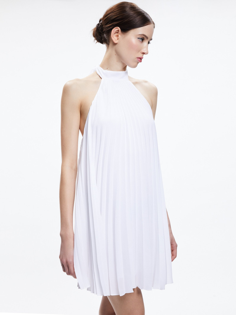 AVIANA HALTERNECK SUNBURST PLEAT MINI DRESS 3