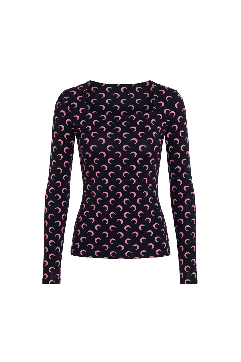 MOON PRINTED JERSEY LS SQUARENECK TOP 1