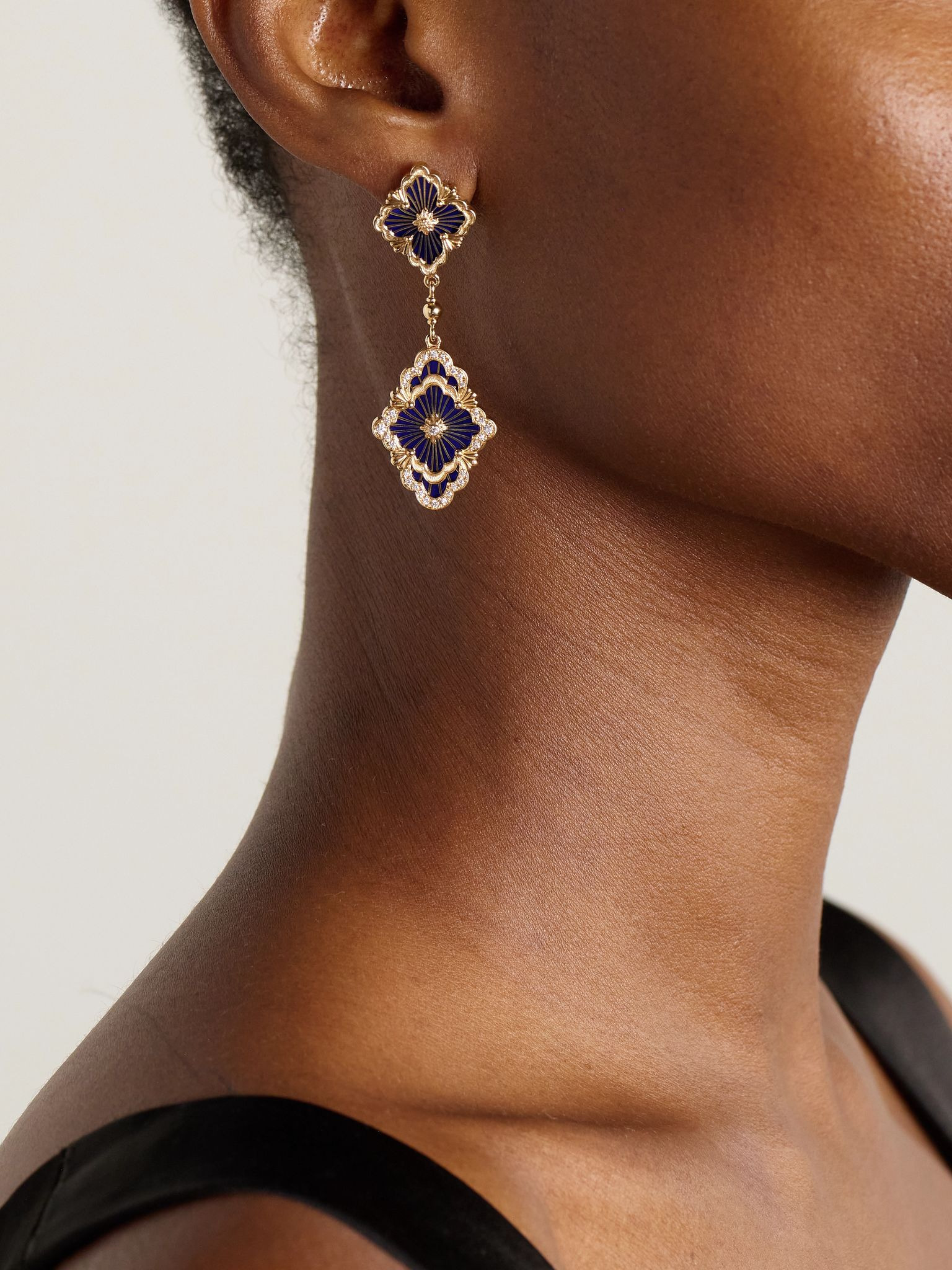Opera Tulle 18-karat gold, enamel and diamond earrings Gold - 2