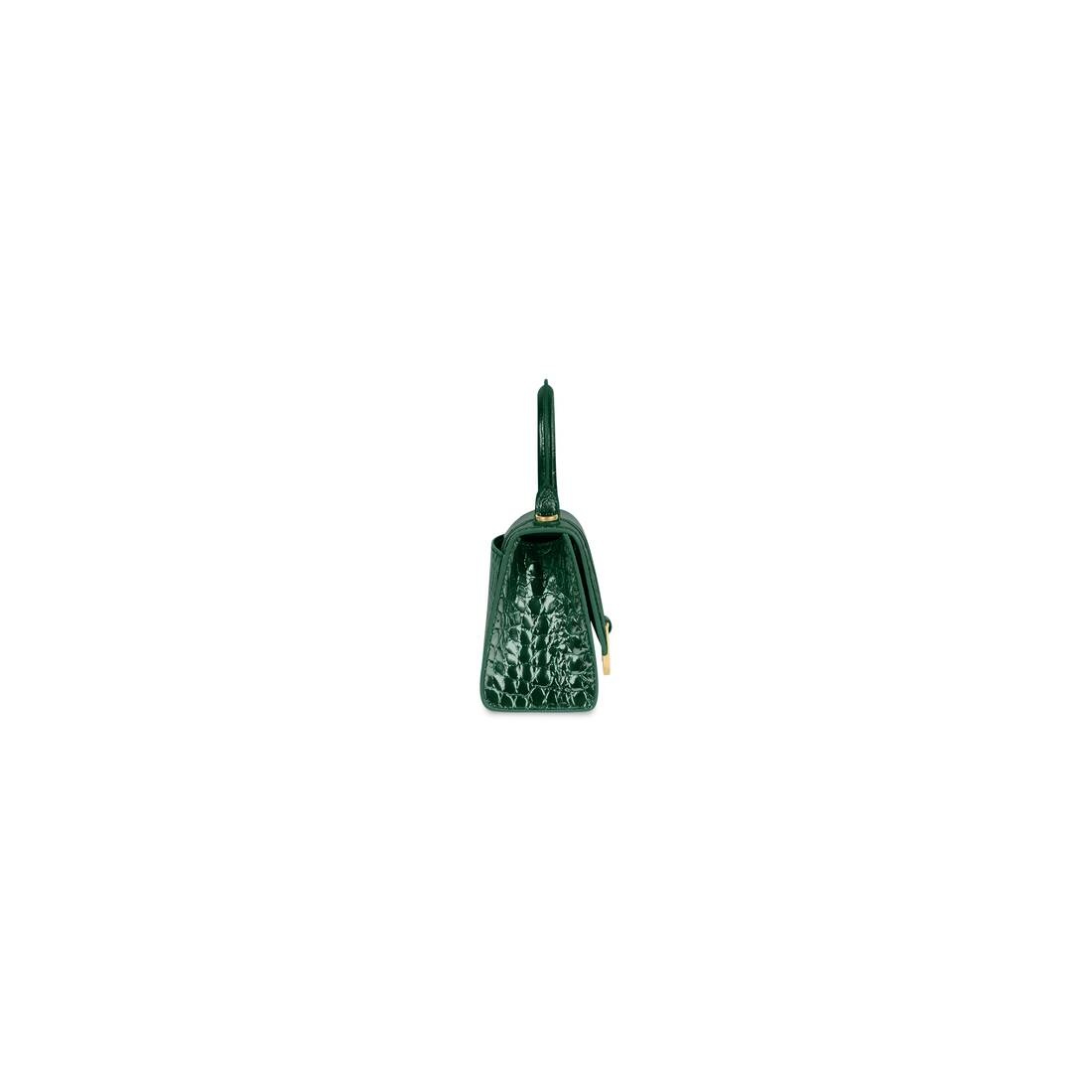 Women's Hourglass Xs Handbag Crocodile Embossed in Forest Green - 2