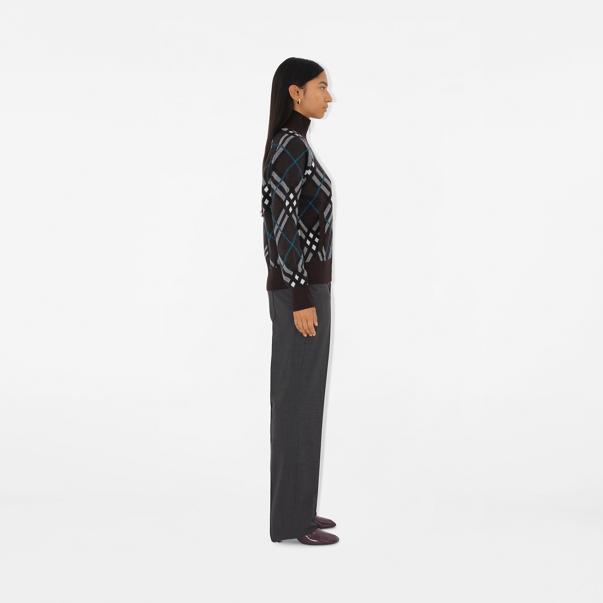 Check Wool Blend Track Jacket - 3