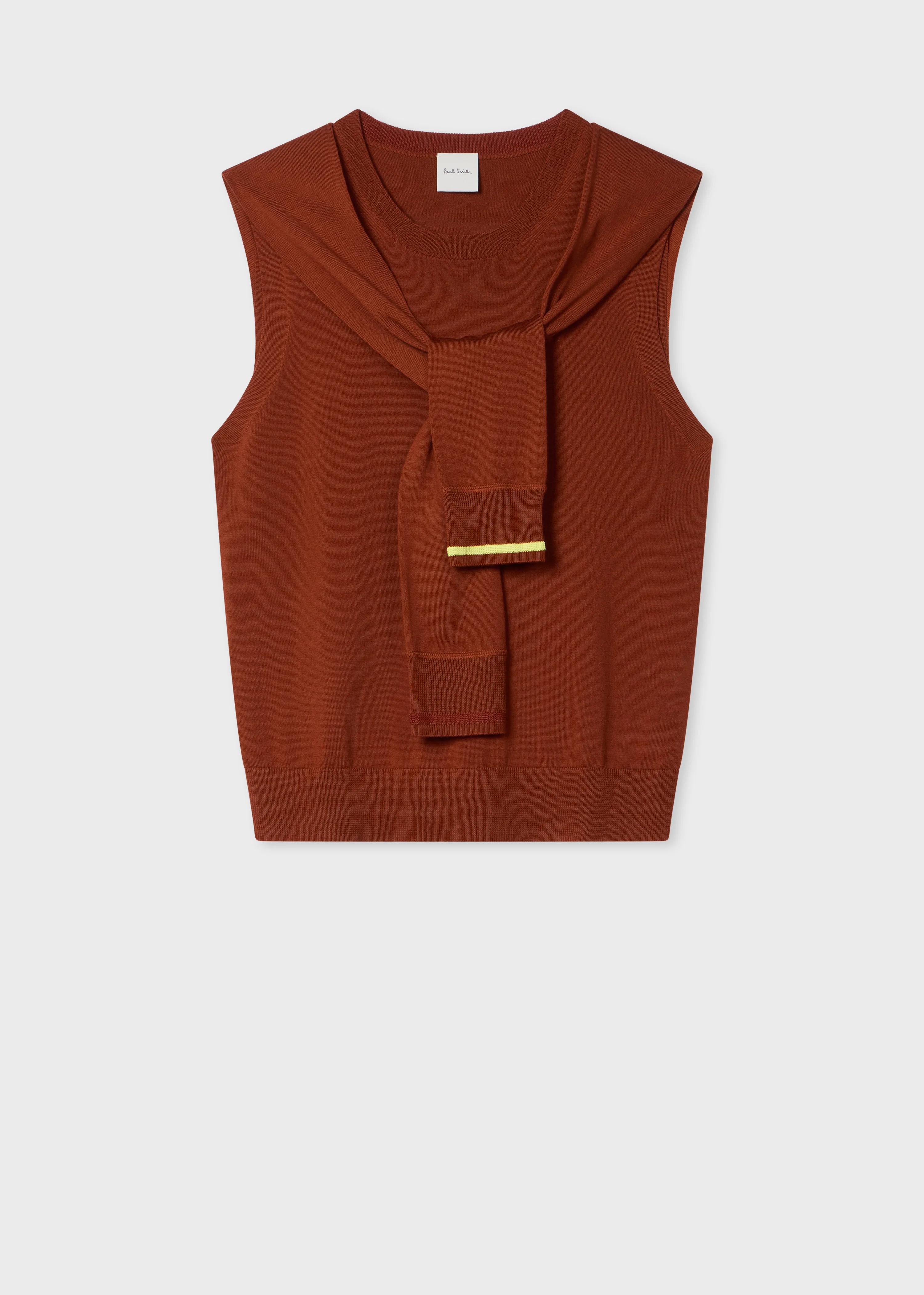 Women's Brown Merino-Wool Blend Knitted Vest - 1