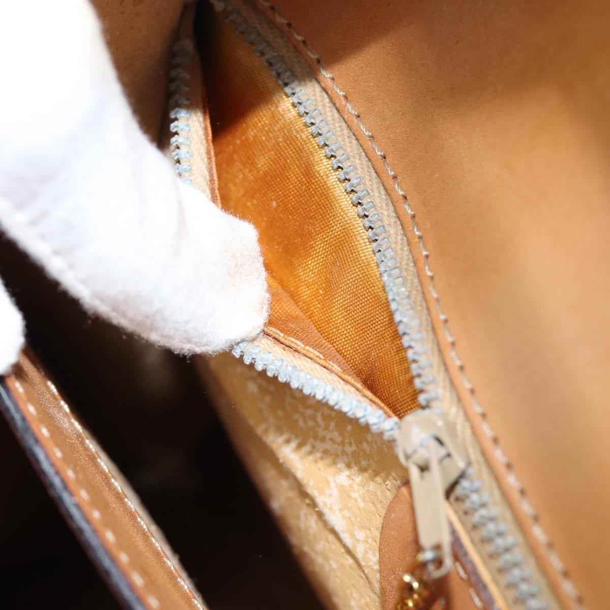CELINE Macadam Canvas Hand Bag Pvc Leather Brown Gold - 11