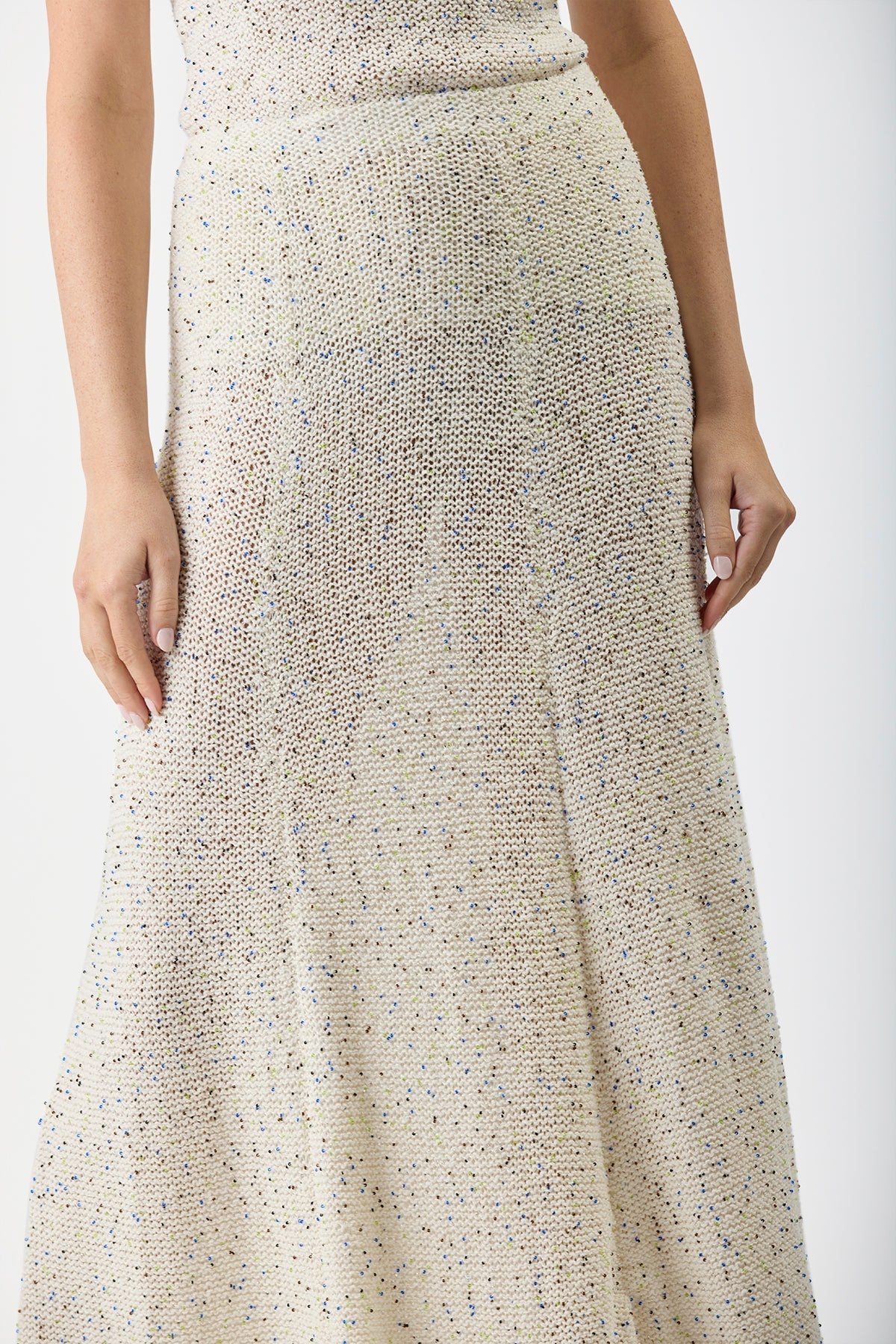 Floris Beaded Knit Skirt in Silk - 5
