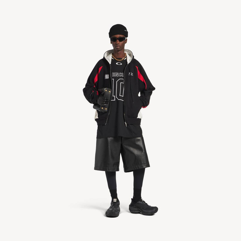 BALENCIAGA Men's Balenciaga | Nba Collaboration Oversized Zip-up Hoodie in Black/multicolor outlook