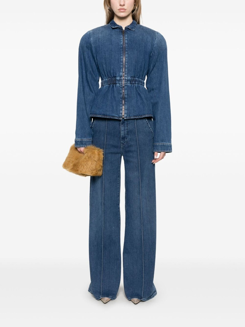 NENSI DOJAKA gathered-waist denim jacket outlook