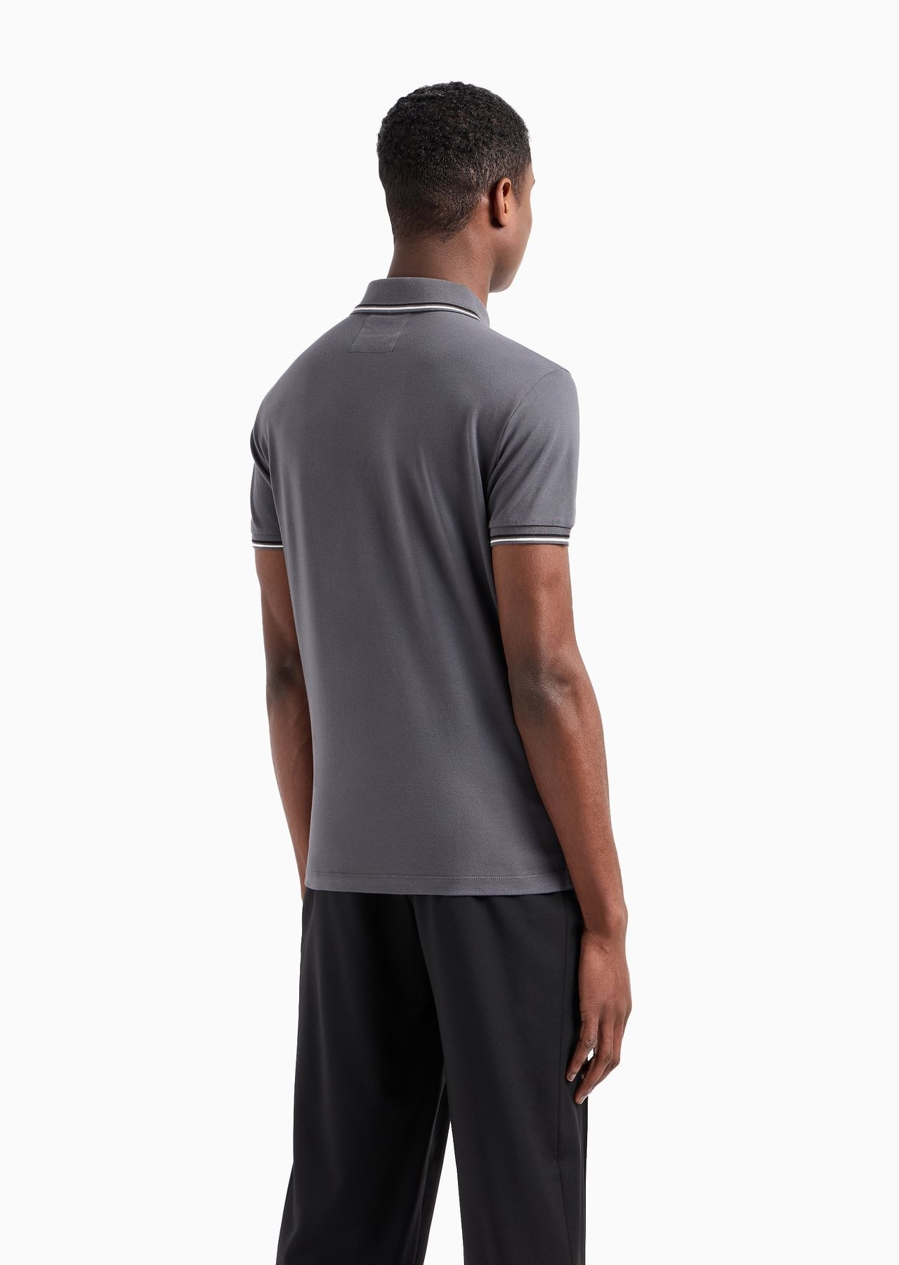 Slim-fit stretch piqué polo shirt with micro eagle - 3