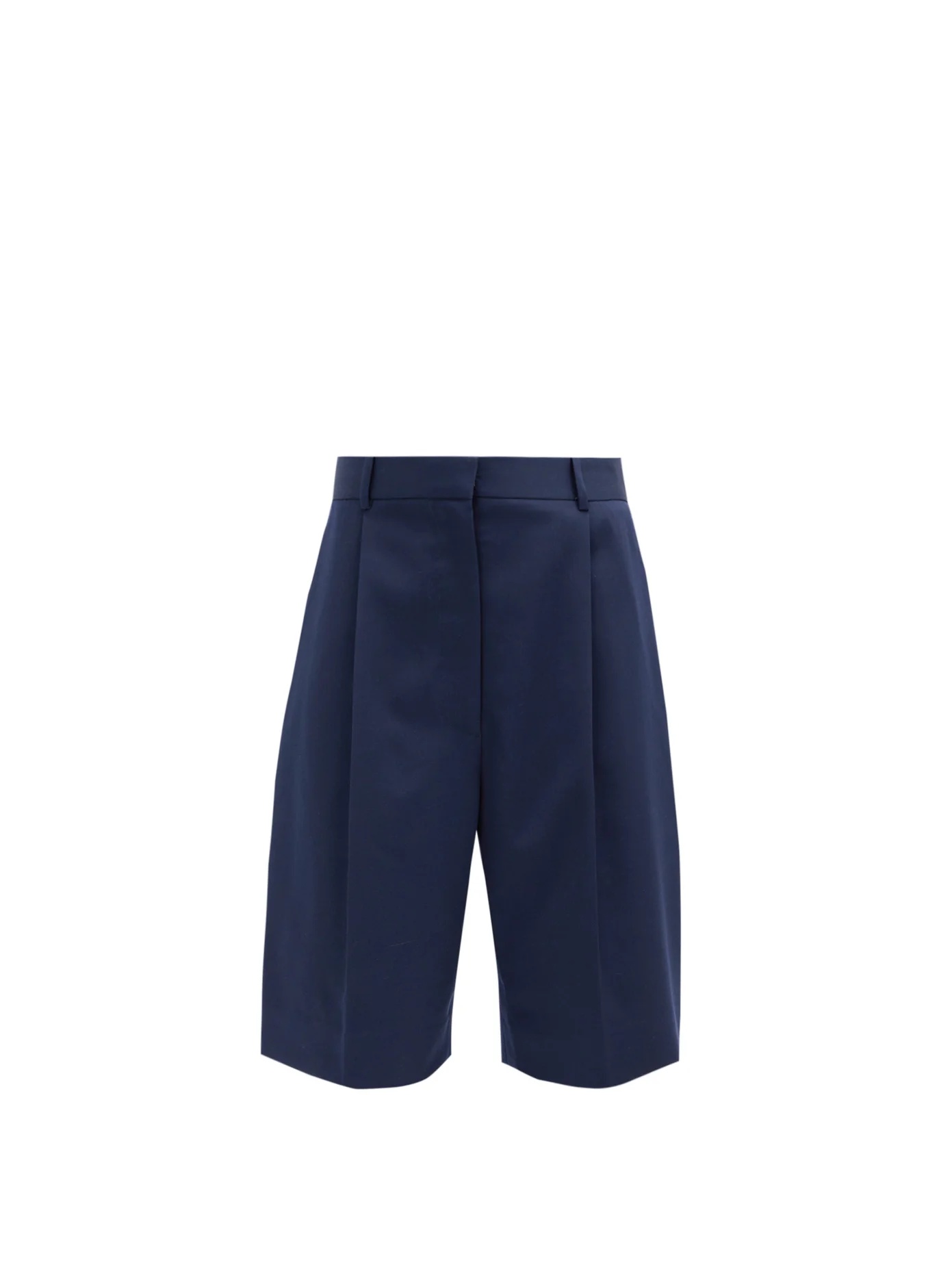 Marco pleated cotton-serge shorts - 1