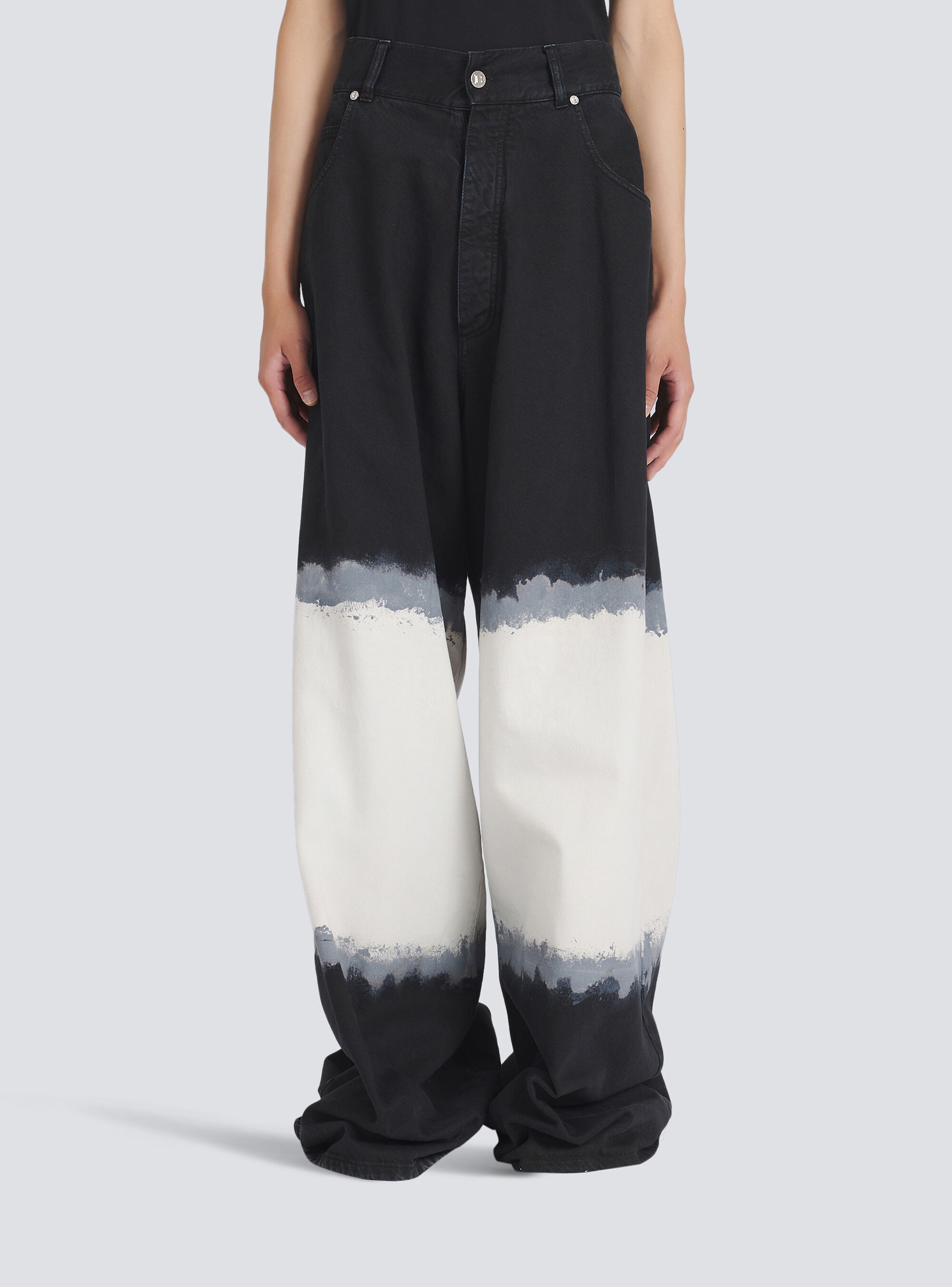 Wide tie-dye denim pants - 6