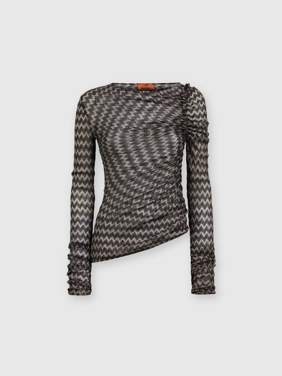 Zig zag lamé viscose blend gather top - 1
