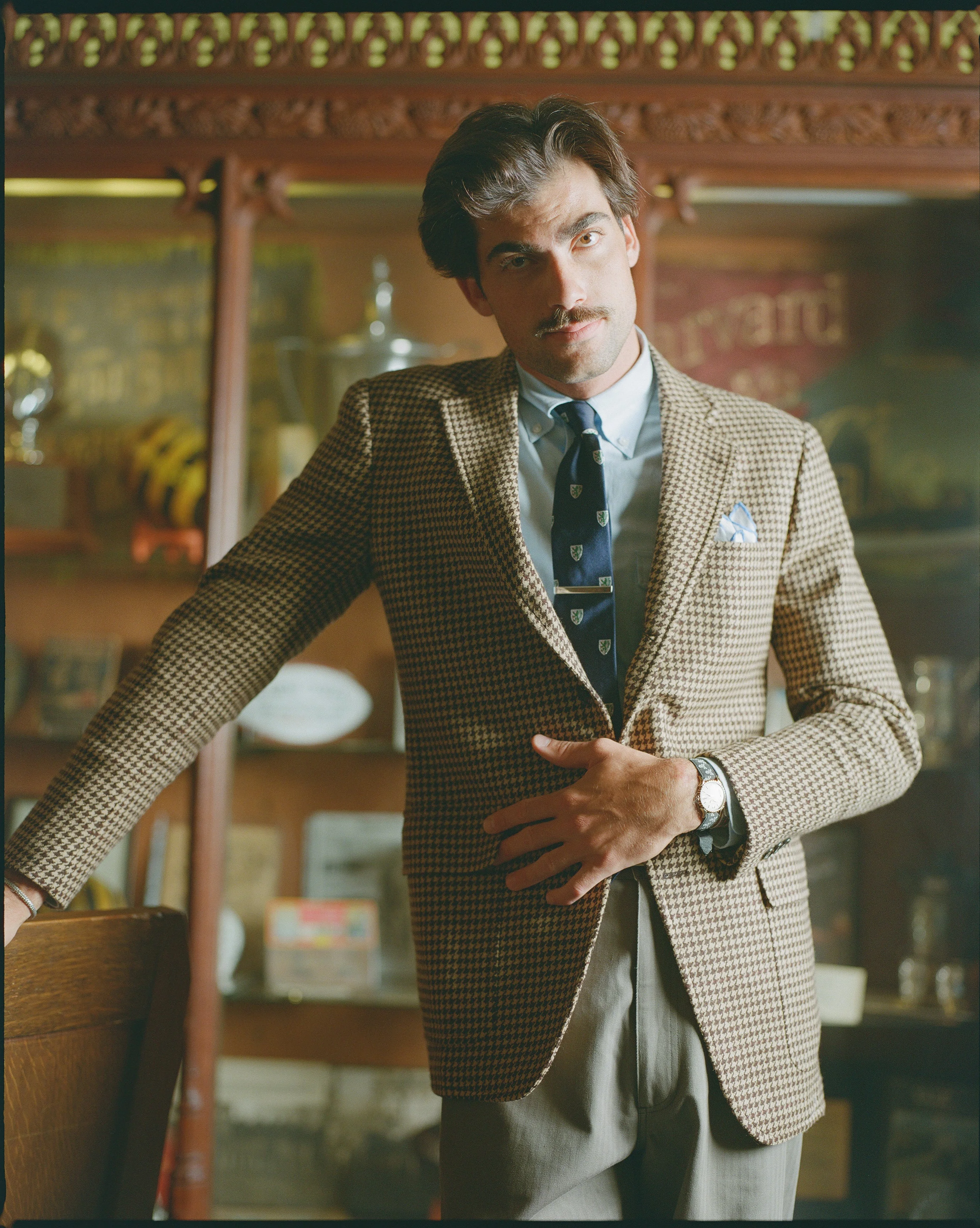 MADE-IN-USA BROWN & TAN HOUNDSTOOTH SPORT COAT - 1