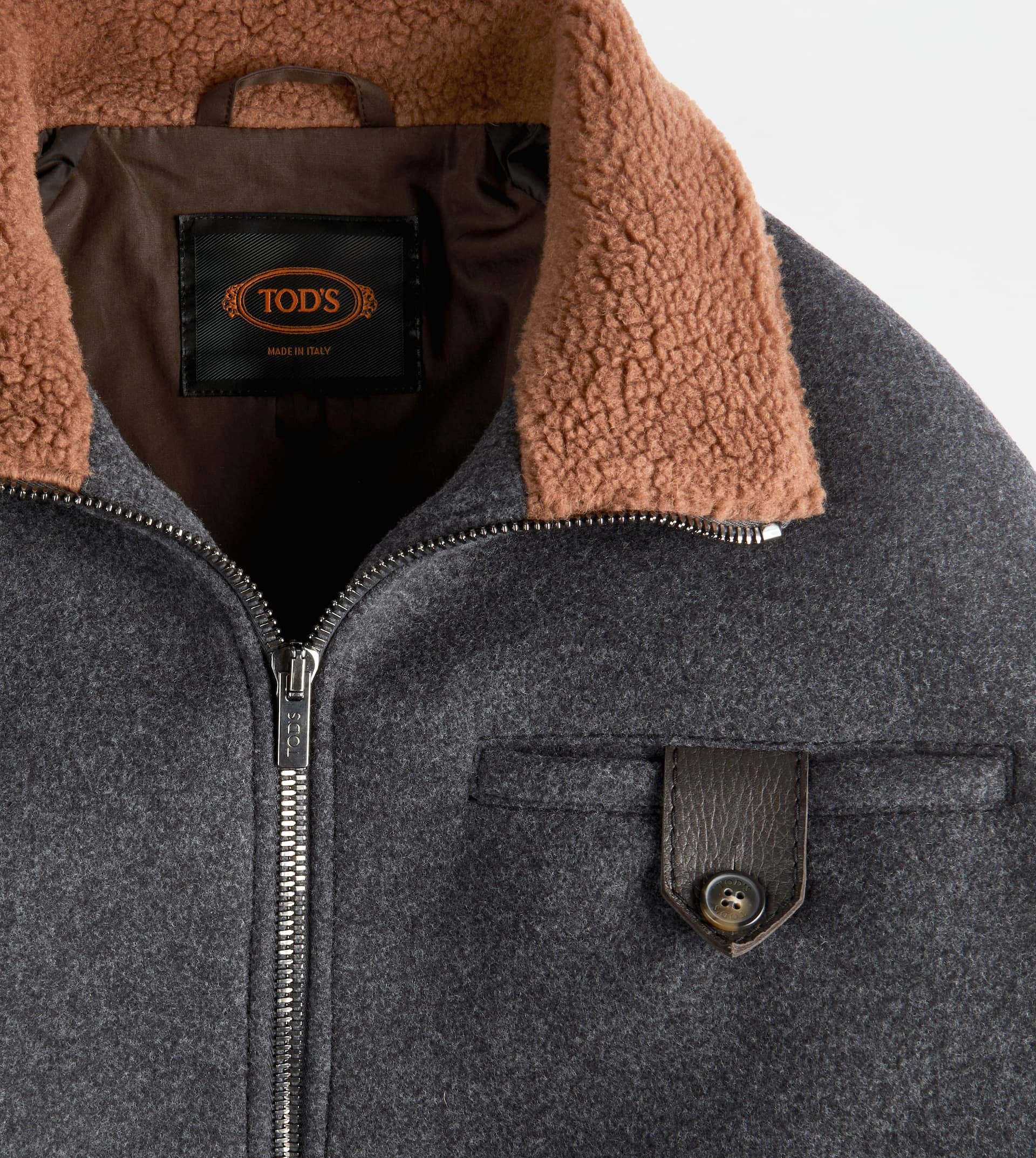 AVIATOR BOMBER JACKET IN WOOL - GREY - 9