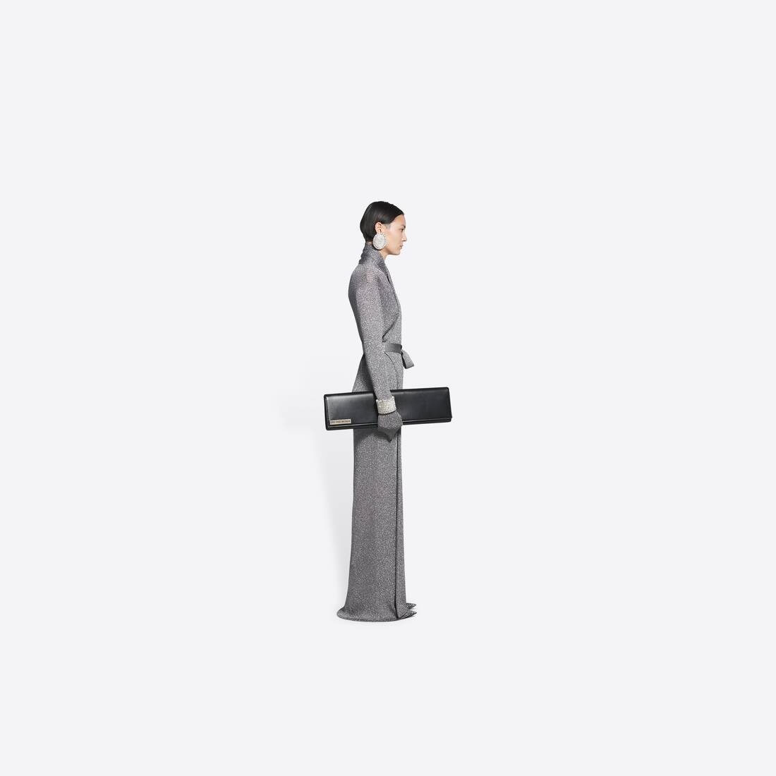 Women's Wrap Maxi Dress in Silver - 3