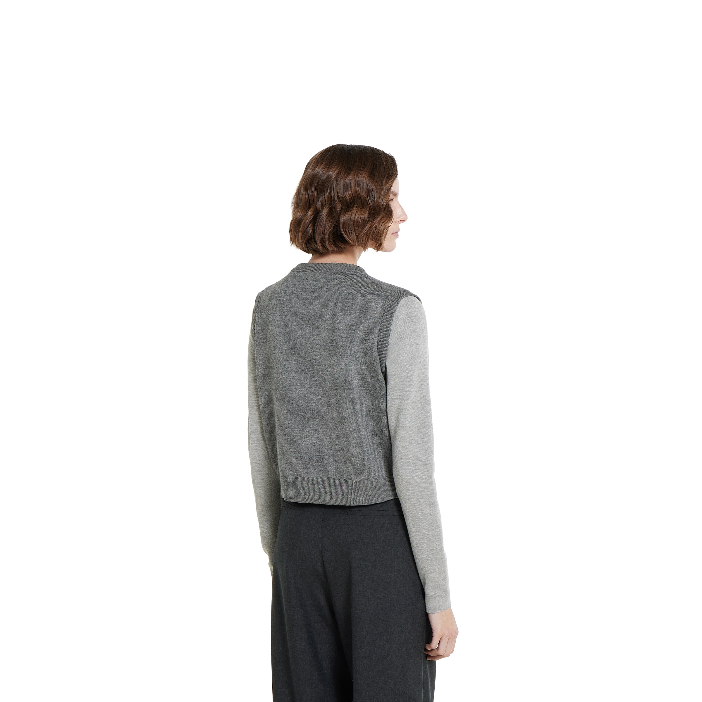 Wool silk top with vest overlay - 4