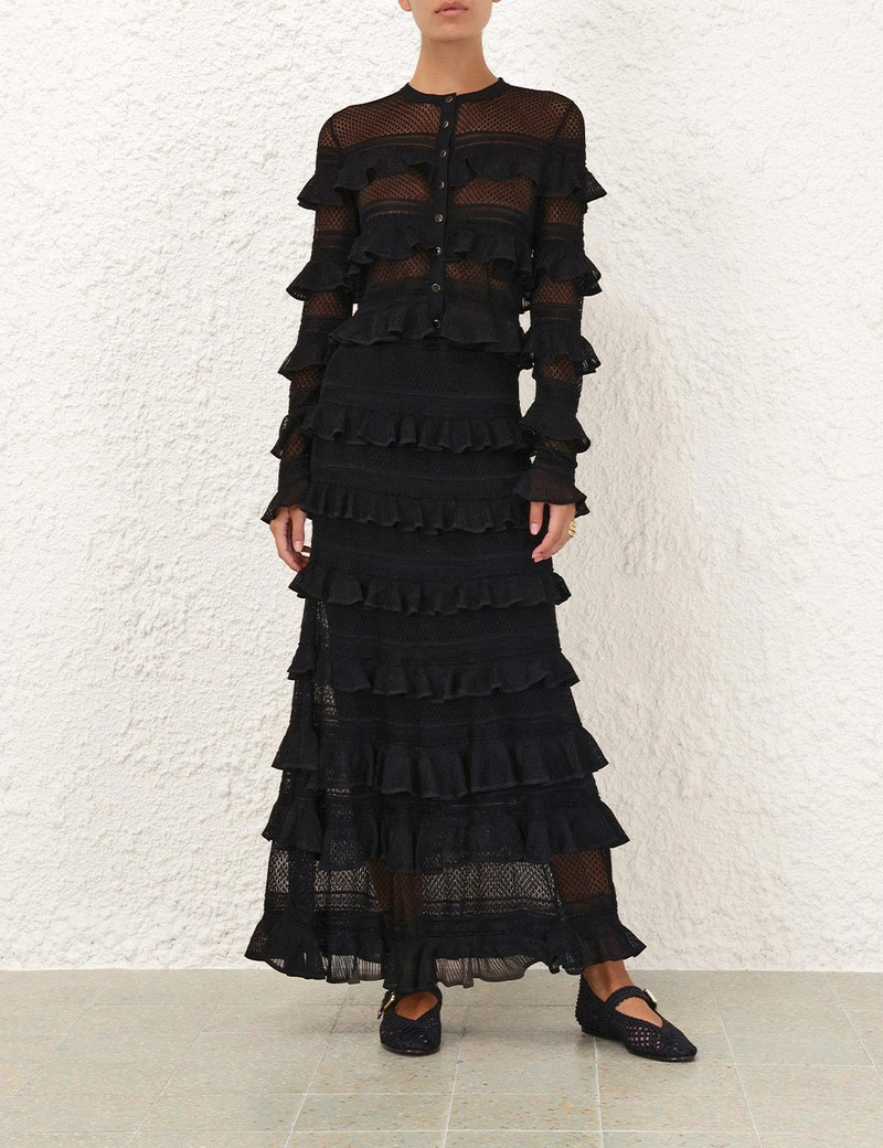 Zimmermann ILLUMINATE LACE FRILL CARDIGAN outlook