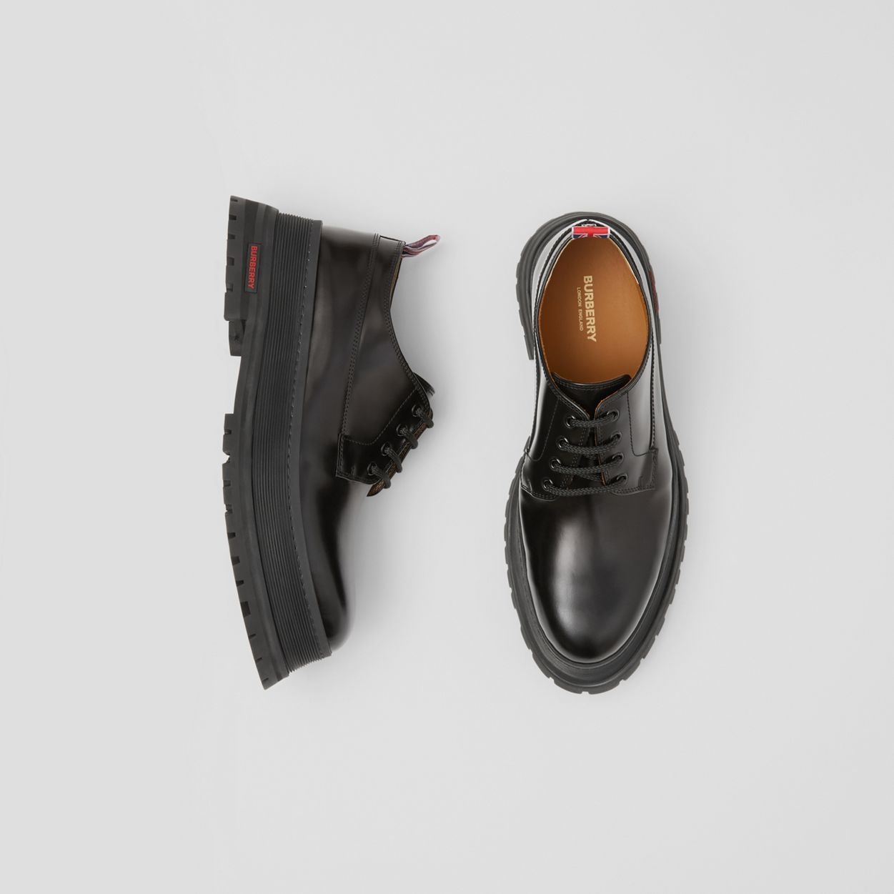Logo Detail Leather Derby Shoes - 3
