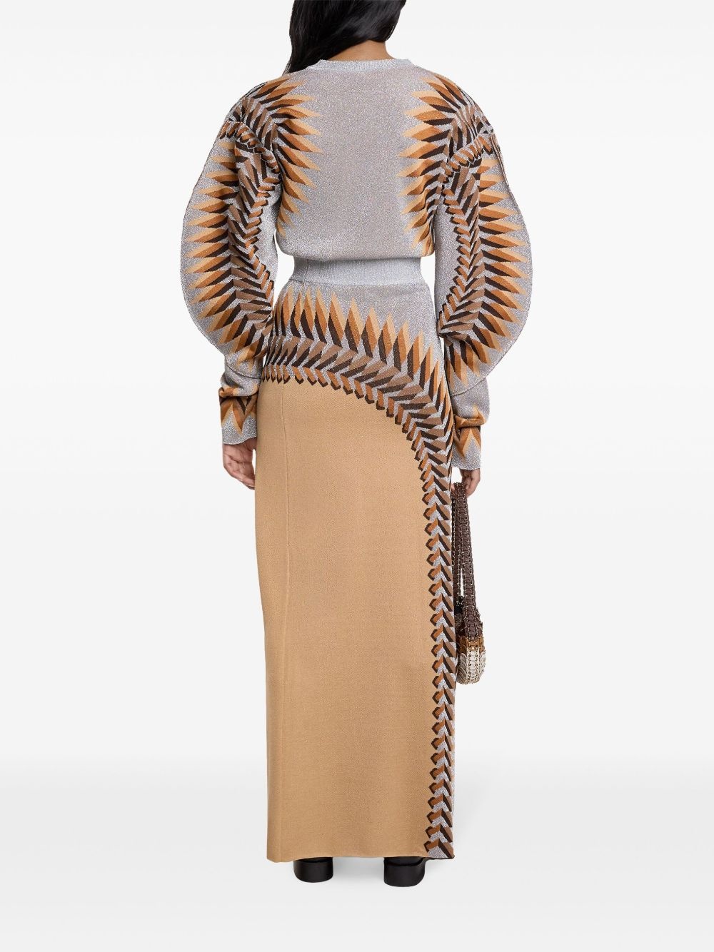 lurex-jacquard long skirt - 3