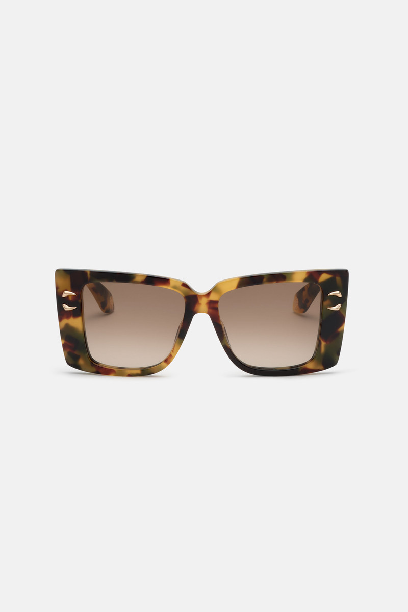 Sunglasses with wide rectangular front and fangs 1