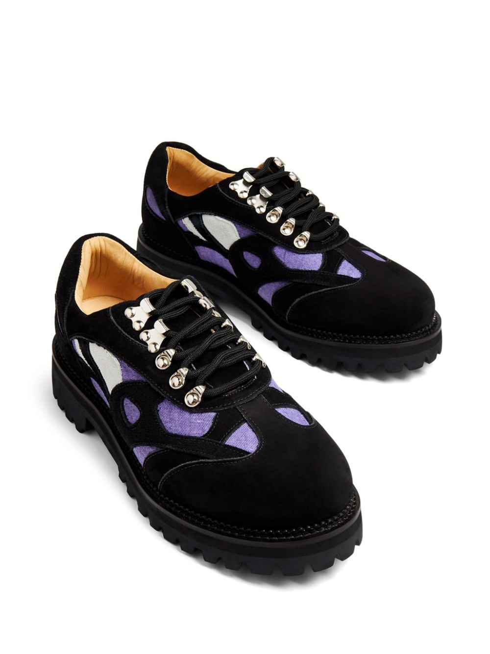 panelled suede lace-up shoes - 4