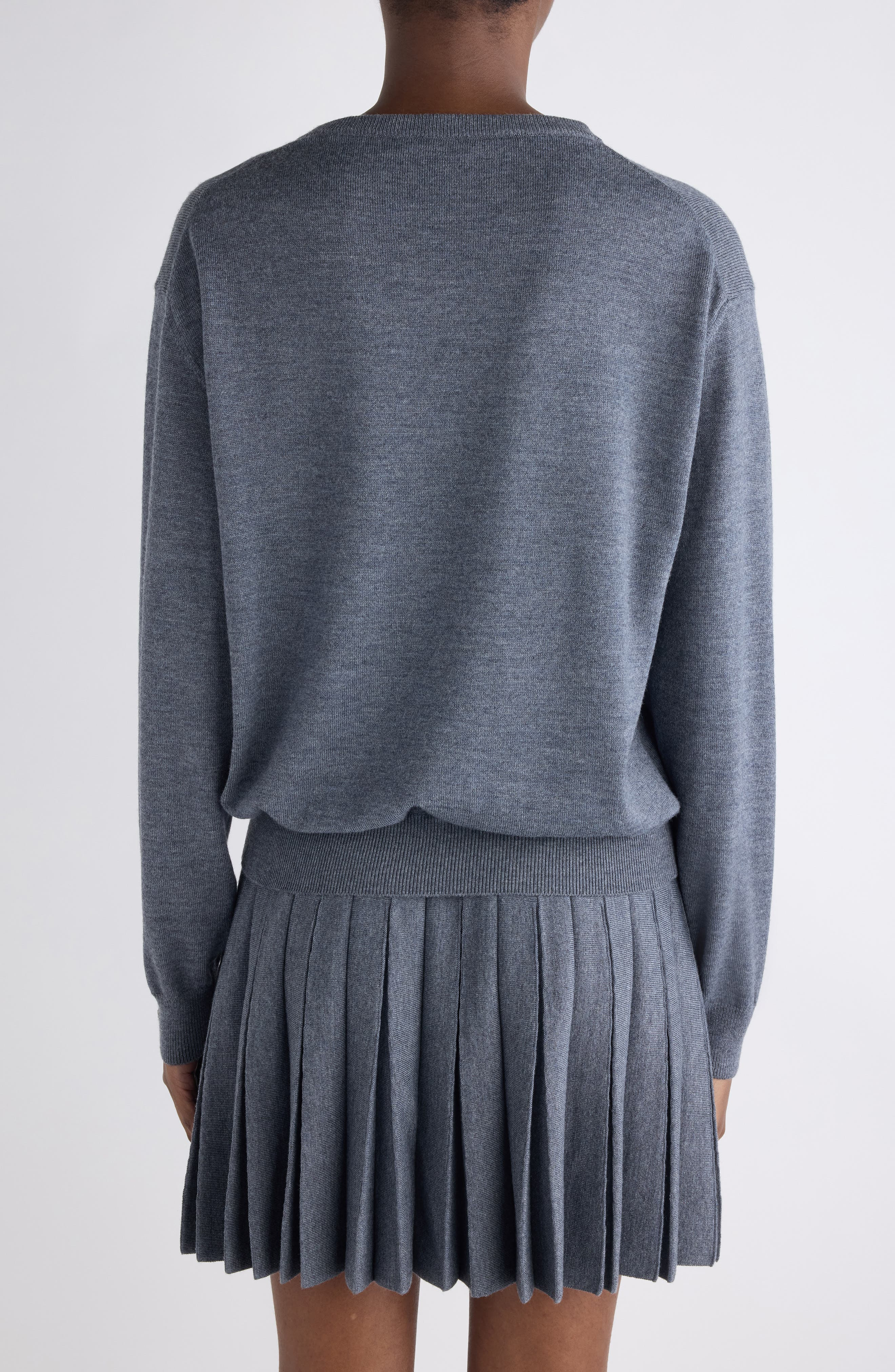 Balenciaga Wool V-Neck Sweater in 1167 Heather Grey at Nordstrom - 3