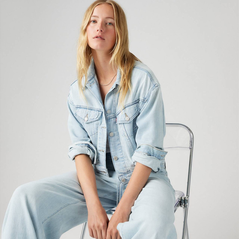 Levi's SHRUNKEN '90S LINEN+ DENIM LIGHTWEIGHT TRUCKER JACKET outlook