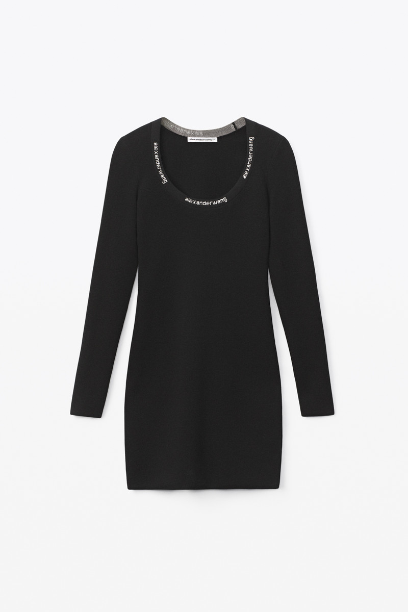 LOGO SCOOP NECK DRESS IN STRETCH VISCOSE - 1