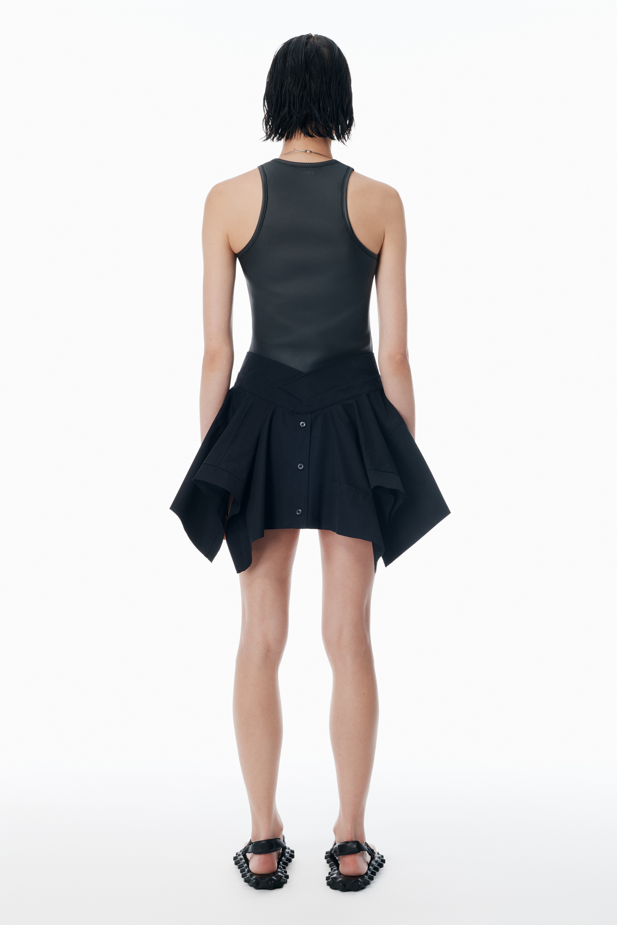 Black Deconstructed Cotton Skirt - 4