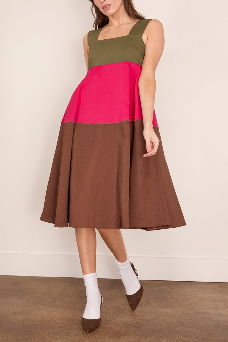 Raw Viscose Ramie Dress in Tobacco 3