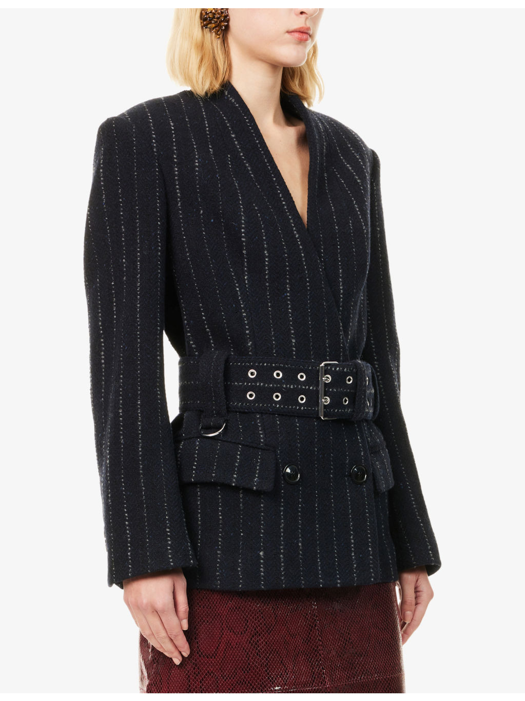 Atrium Fyma Pinstripe Brushed Wool Blazer - 3
