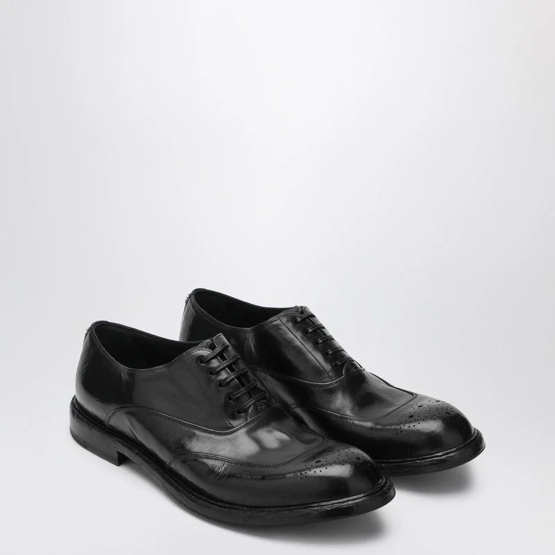 Dolce&Gabbana Washed Black Calfskin Lace-Up Shoe Men - 1