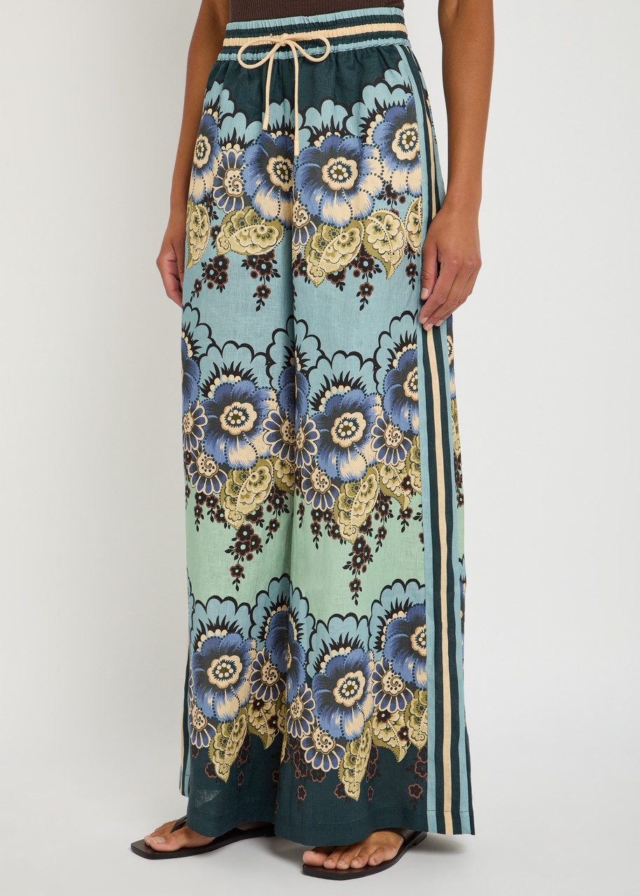 Alemais Madalena Floral-print Flax Trousers - 2