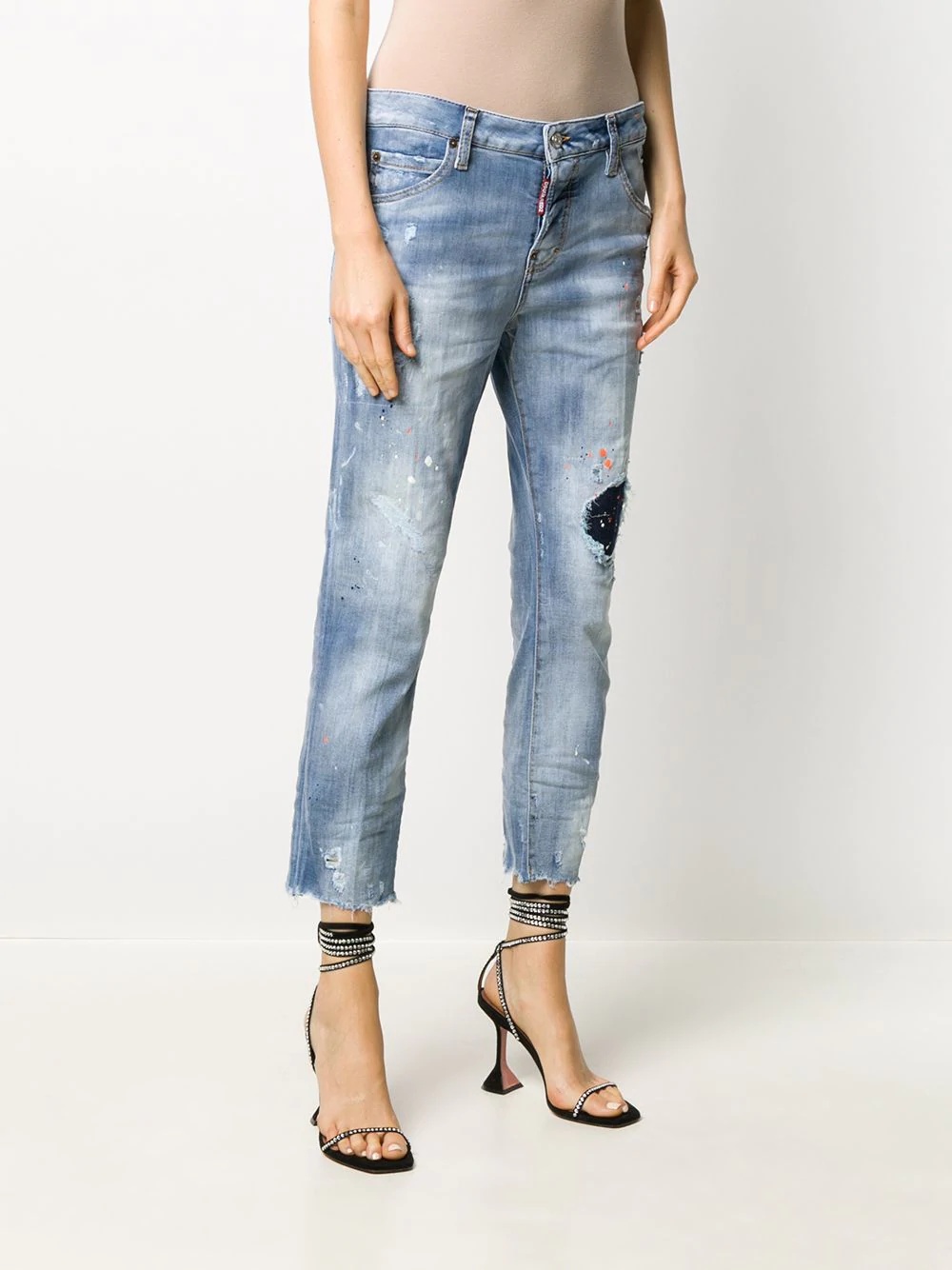 distressed-effect cropped jeans - 3