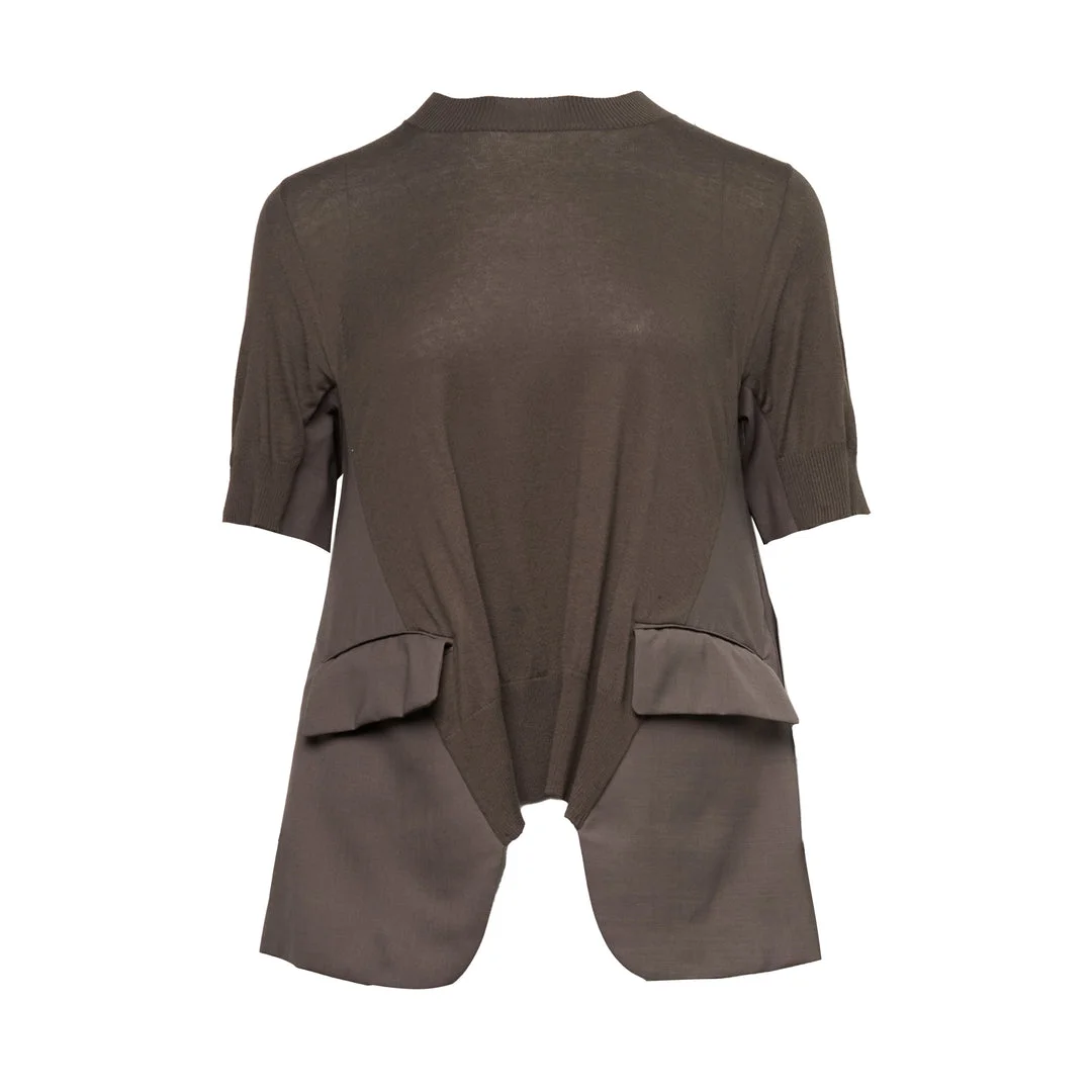 Wool Suiting x Cotton Knit Pullover - 1