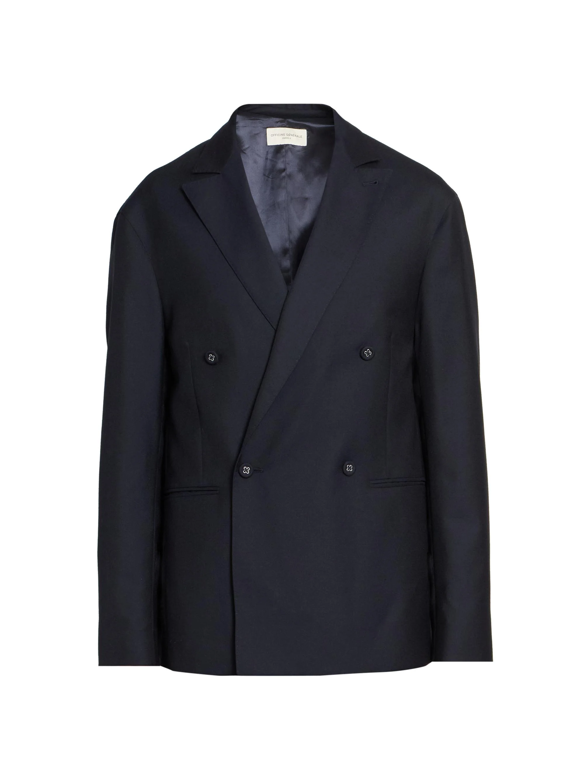 Men Merrick Wool-Cashmere-Silk Double-Breasted Blazer - Dark Navy - 1
