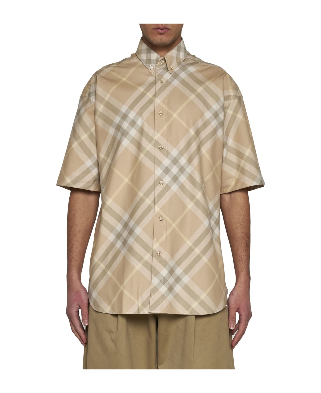 Check Motif Yellow Short Sleeves Shirt - 3