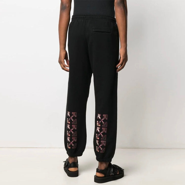 Off-White SS21 Alphabet Logo Printing Arrow Sports Pants Loose Fit Black OMCH029S21FLE0041001 - 3