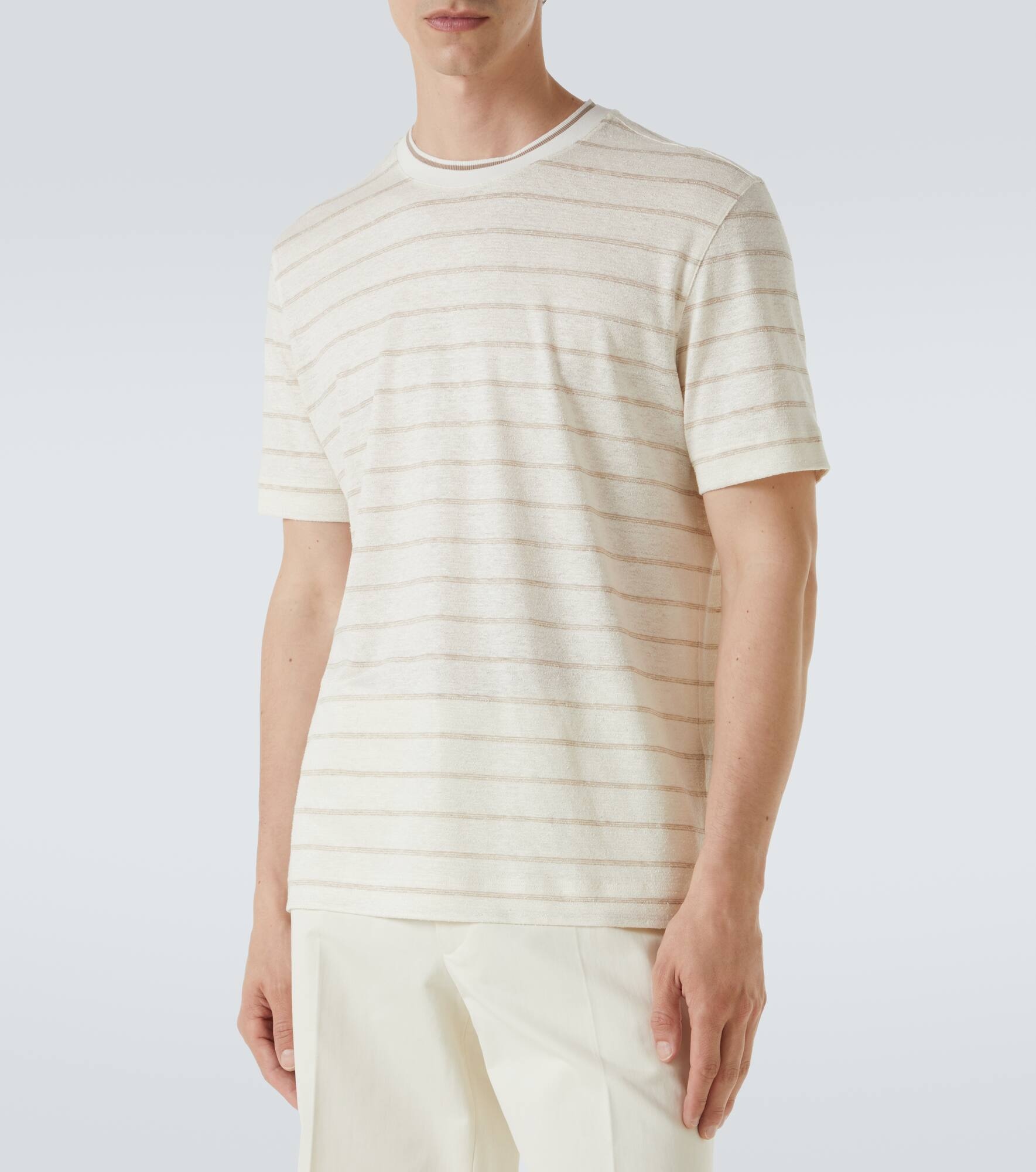 Striped linen-blend T-shirt - 3