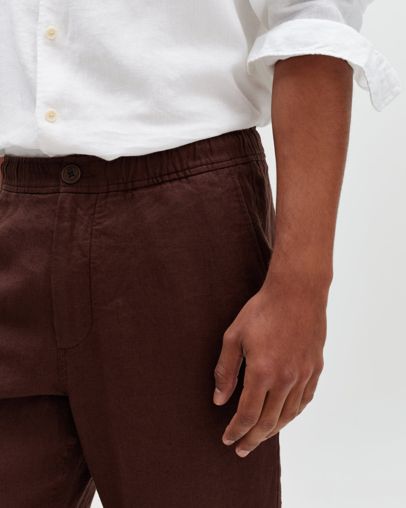 Kurt - Brown Washed Linen Relaxed Fit Trousers 4