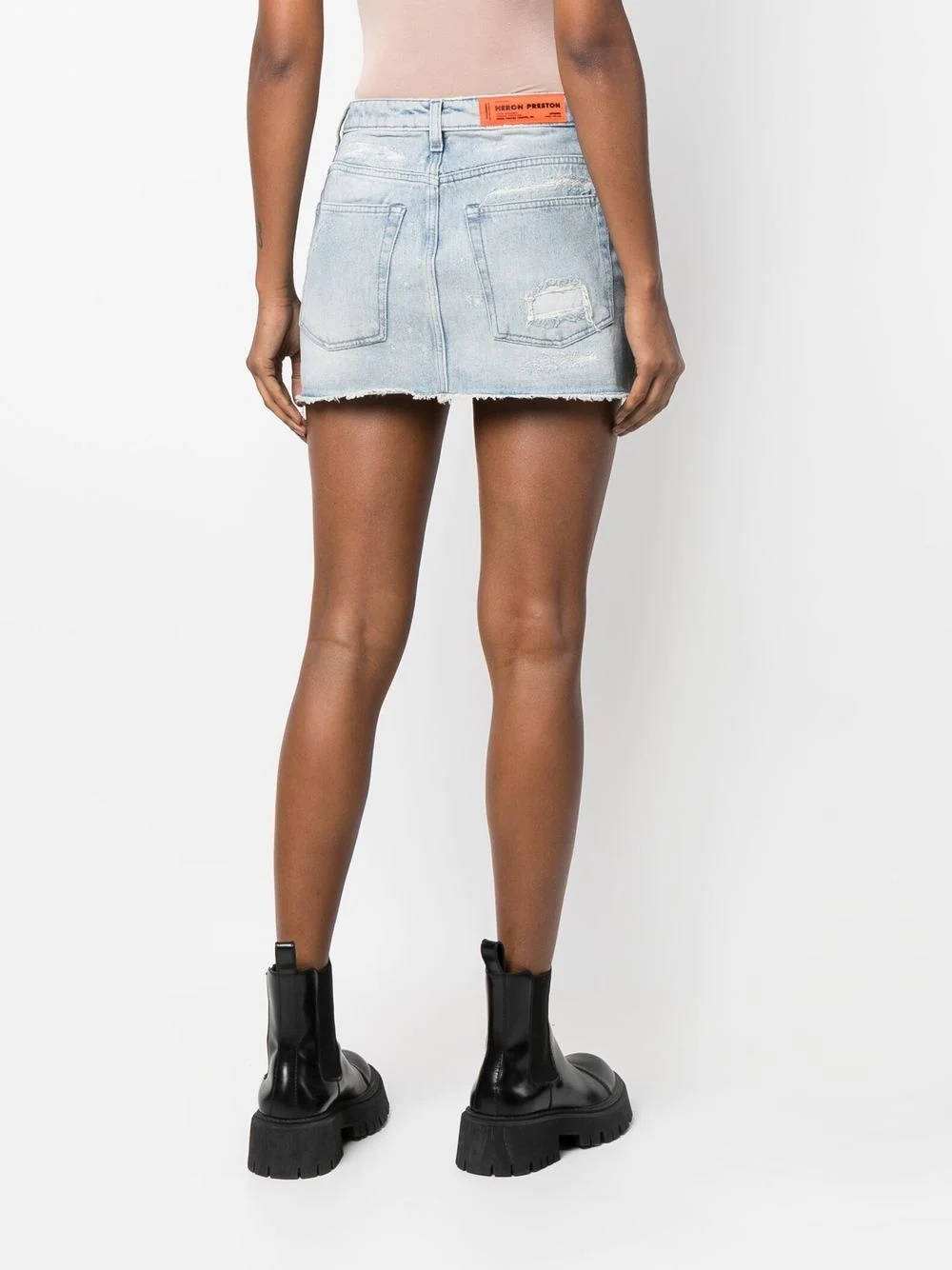 distressed denim skirt - 3