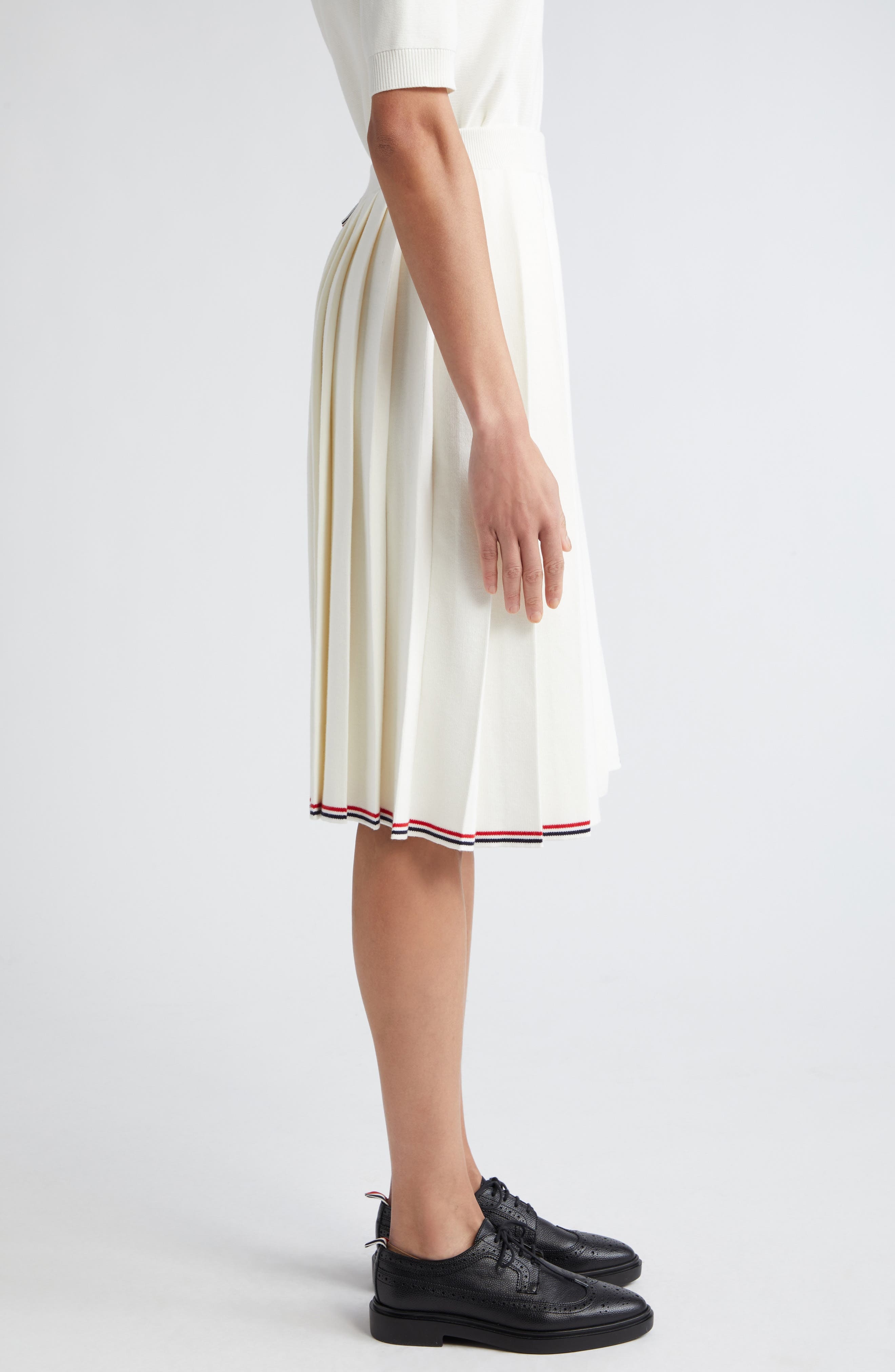 Pleat Back Cotton Sweater Skirt - 4