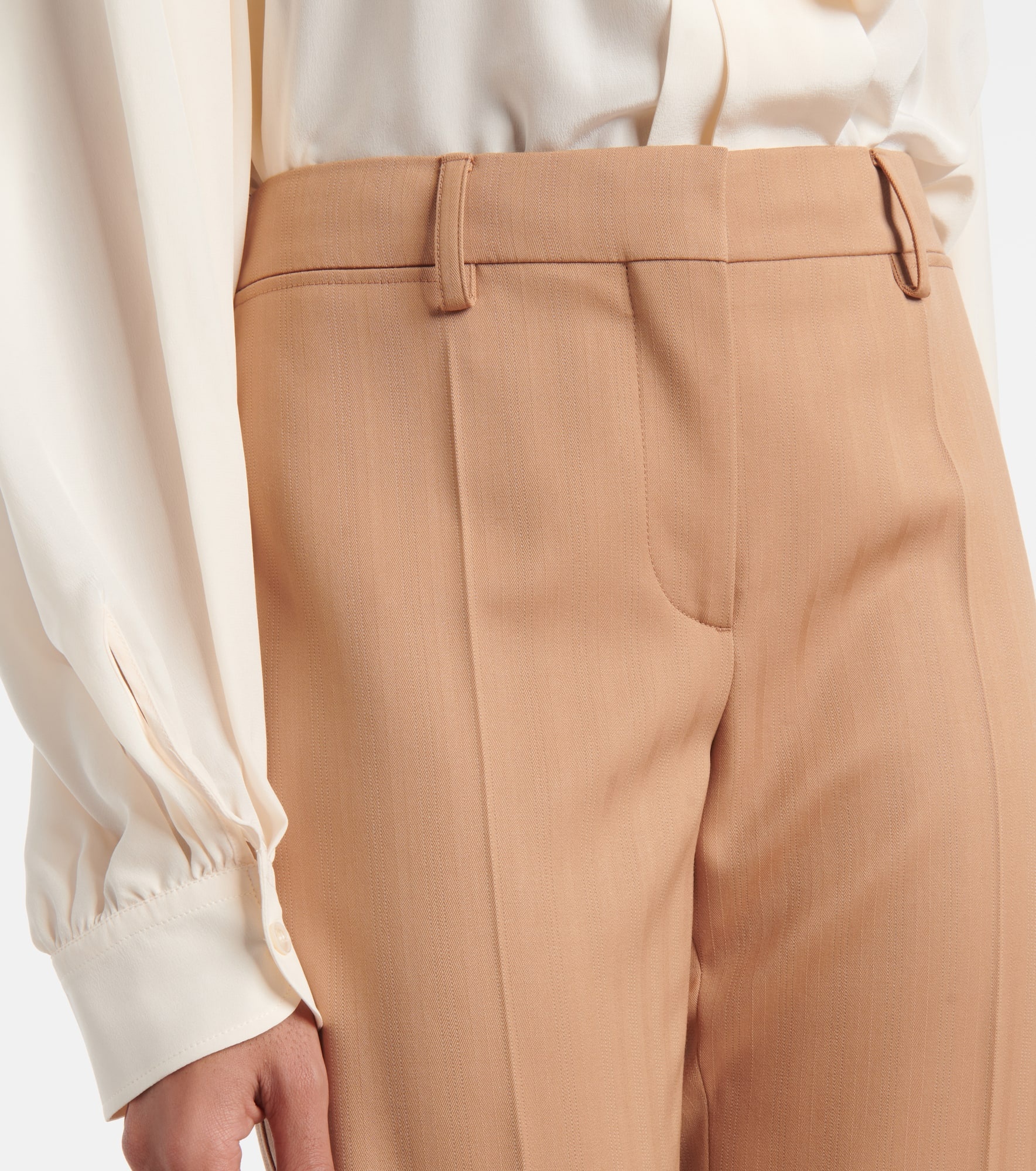 Low-rise striped wool flared pants - 4