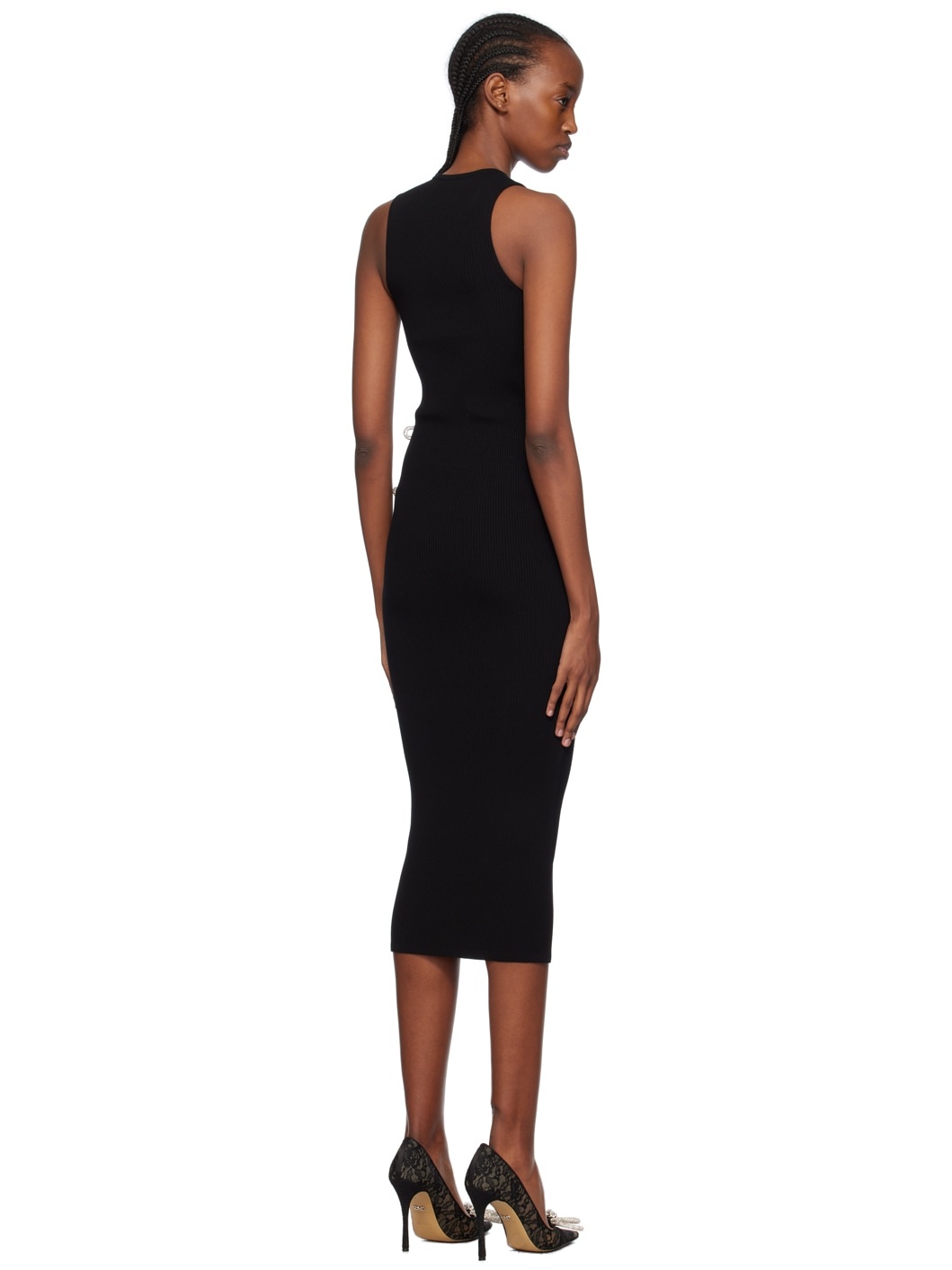 Black Crystal-Cut Midi Dress - 3