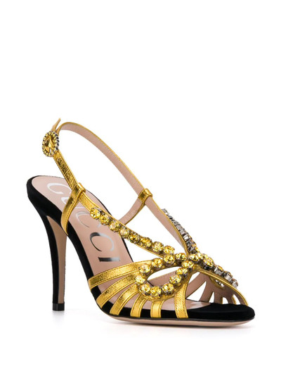 GUCCI crystal-embroidery metallic sandals outlook