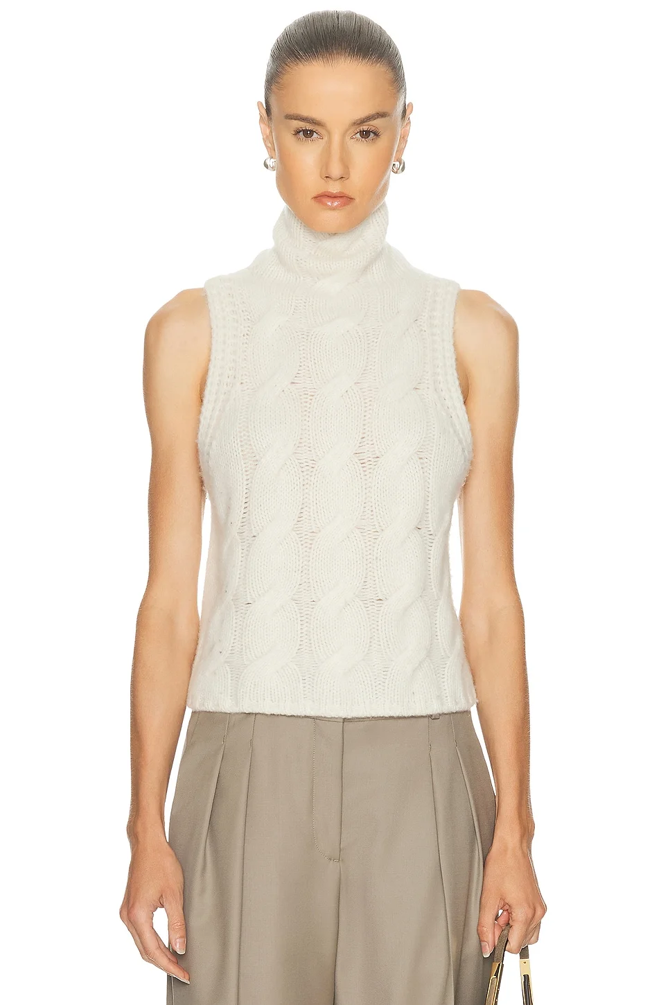 Salvia Sleeveless Cable Turtleneck Sweater - 1